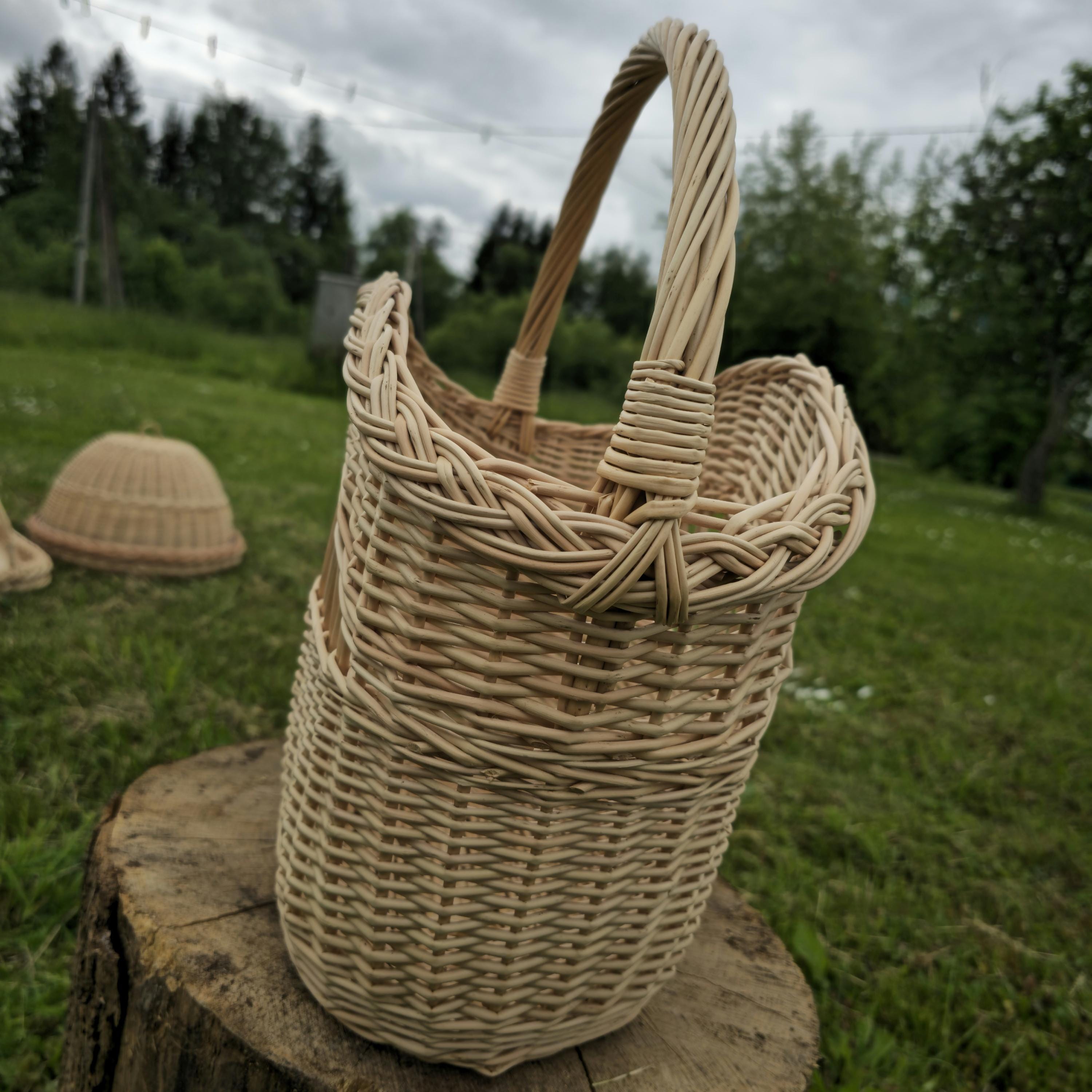Decorative Wicker Basket, Asymmetrical Entryway & Storage Basket, Rustic Farmhouse Centerpiece, Handwoven in Lithuania