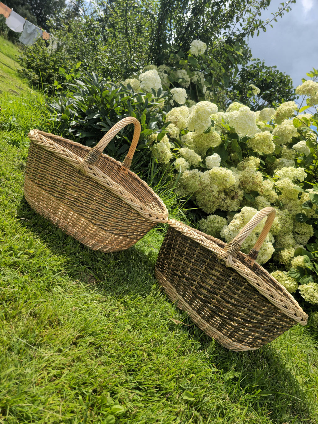 Large Wicker Basket with Sturdy Handle – Large Handmade Decorative Storage