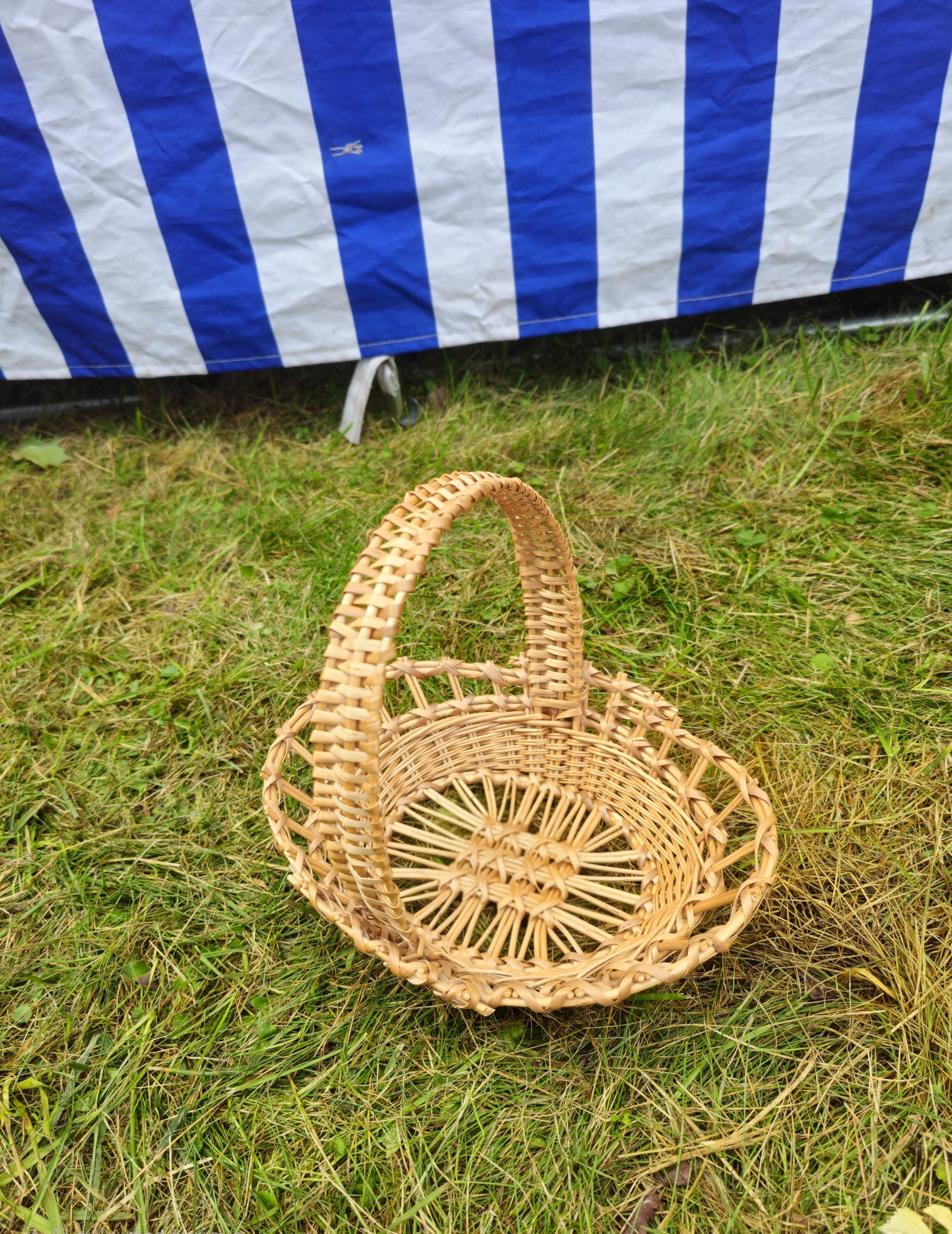 Handwoven Oval Basket with Decorative Weave | Rustic Willow Storage Tray