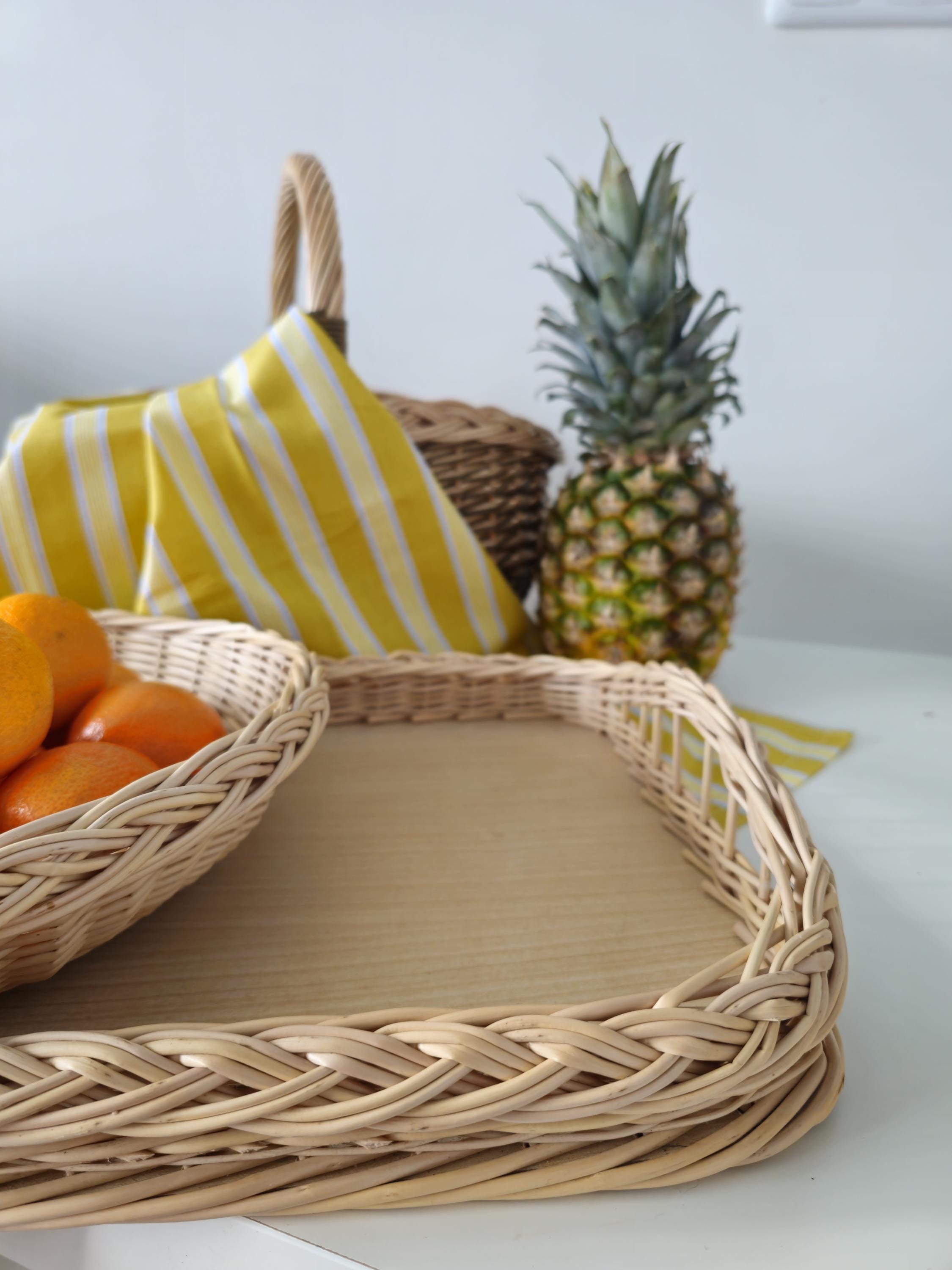 Handwoven Willow Wicker Tray: Rustic Table Centerpiece, Lithuanian Craft