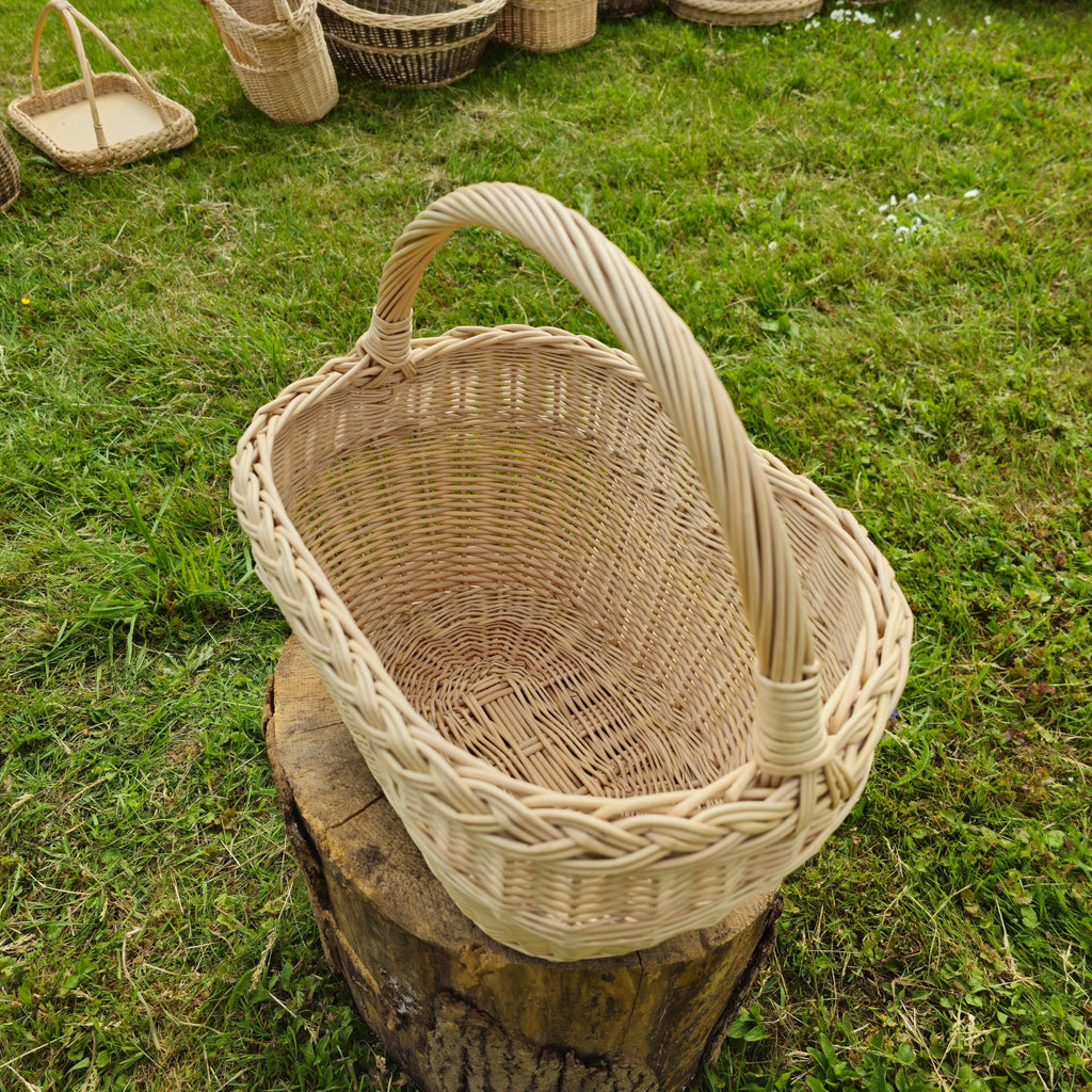 Handmade Willow Shopping Basket: Rustic Foraging Tote, Made in Lithuania