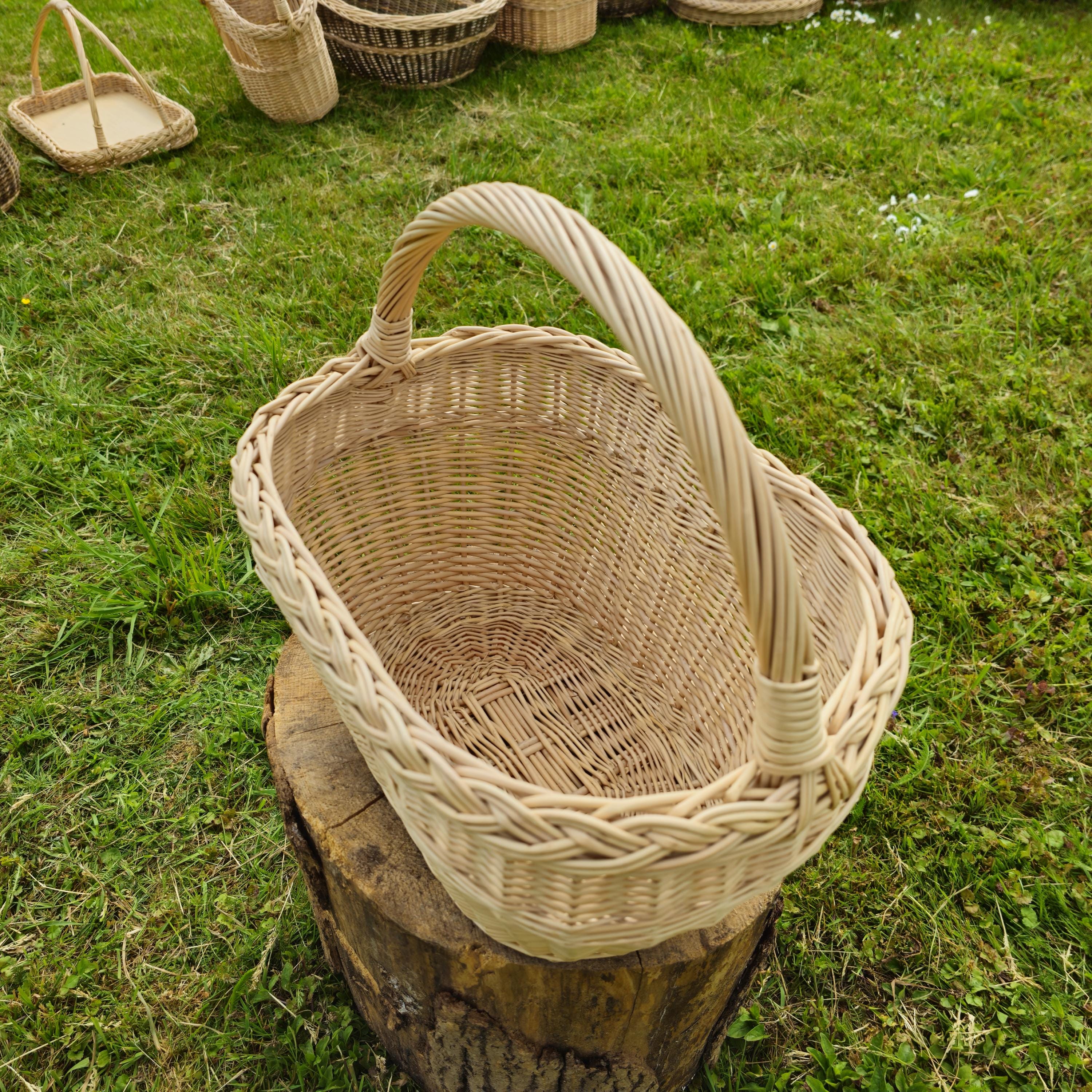 Handmade Willow Shopping Basket: Rustic Foraging Tote, Made in Lithuania