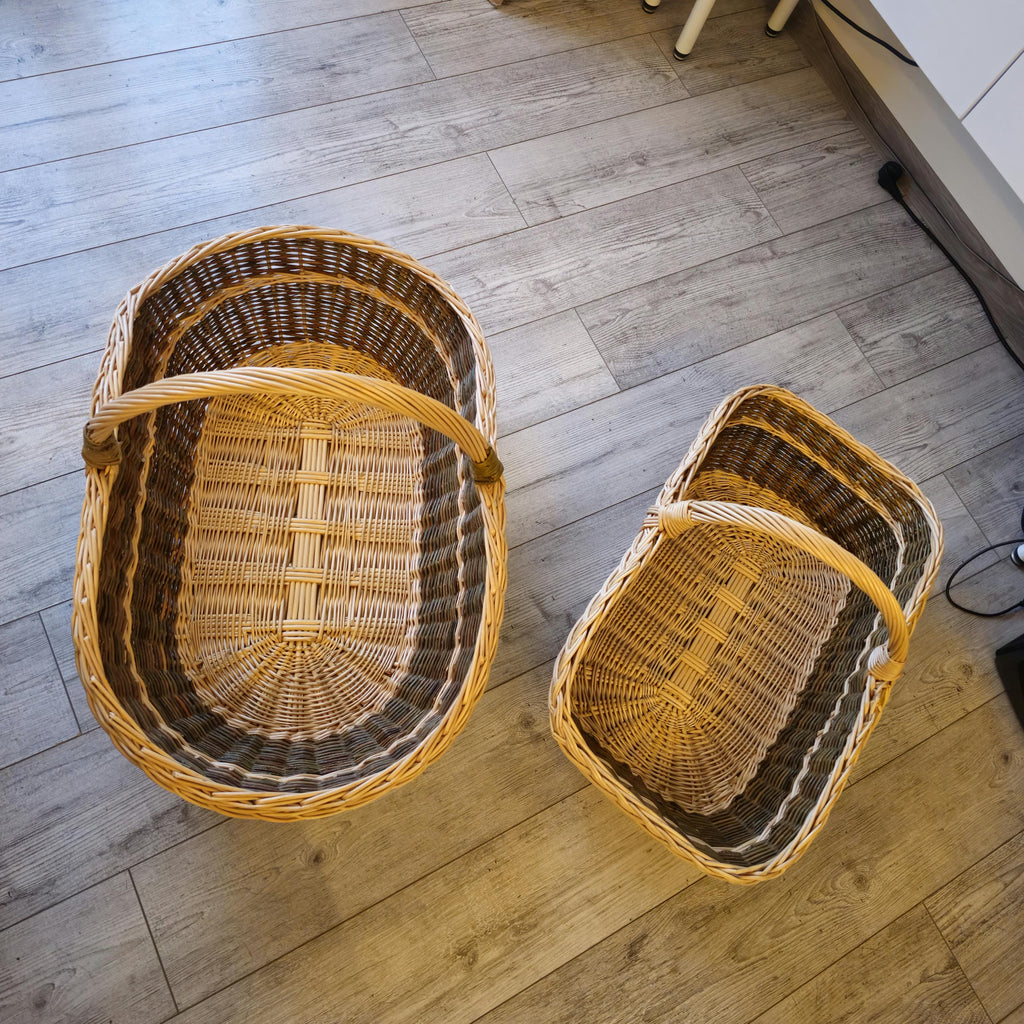 Handwoven Willow Nesting Baskets: Rustic Lithuanian Home Decor, Set of 2