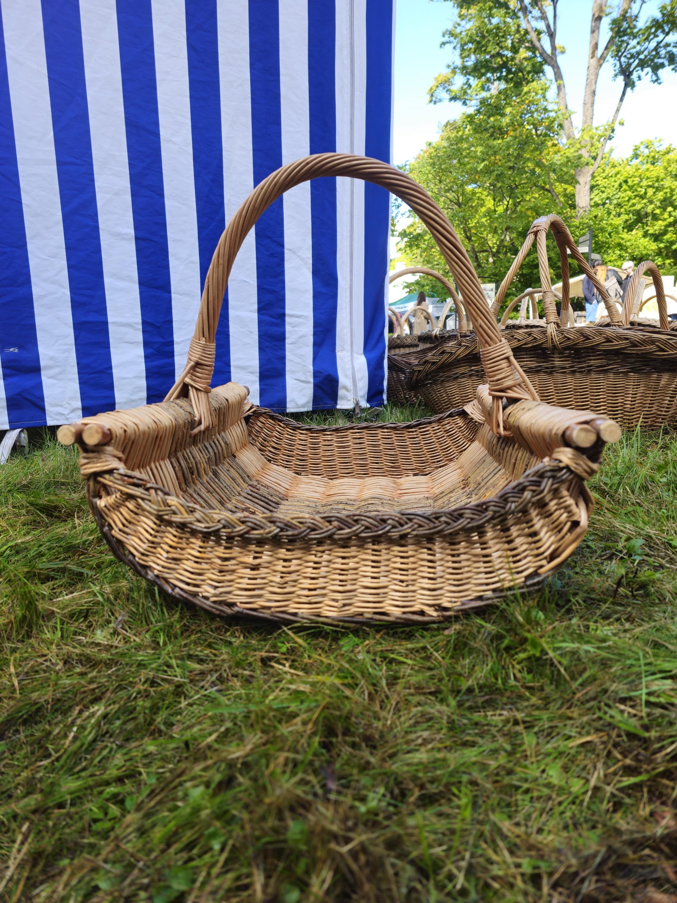 Extra-Large Rustic Wicker Harvest Basket – Handwoven in Lithuania | Garden, Firewood & Decor