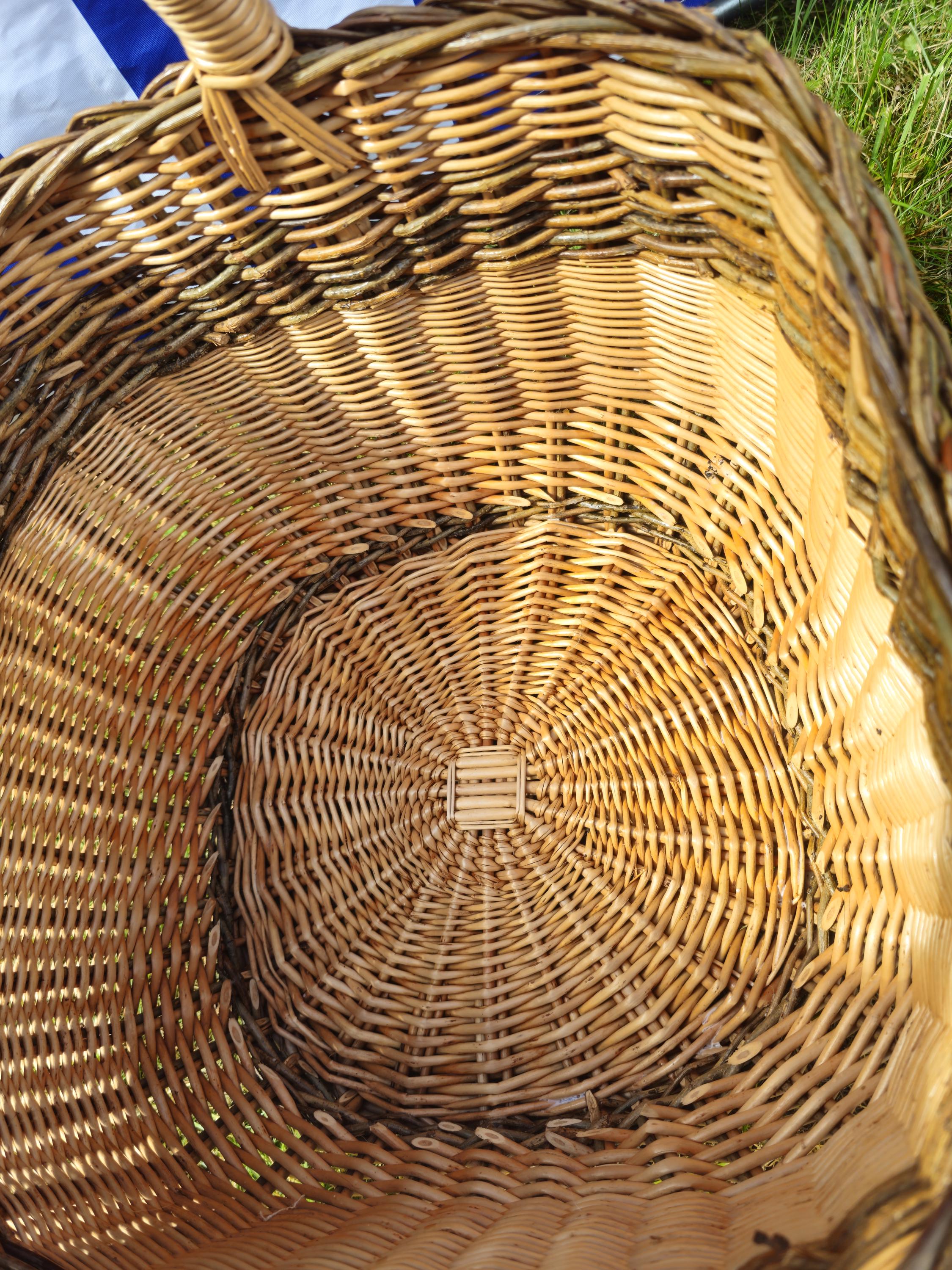 Wicker Mushroom Basket with Braided Rim – Handwoven Foraging Basket