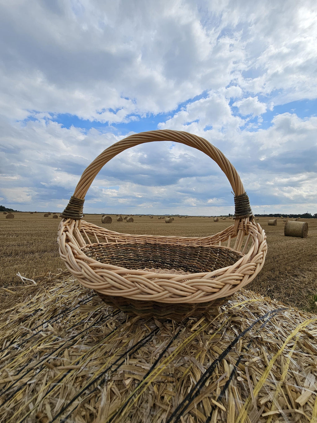 Handmade Wicker Trug Basket: Rustic Farmhouse Willow Gathering Basket