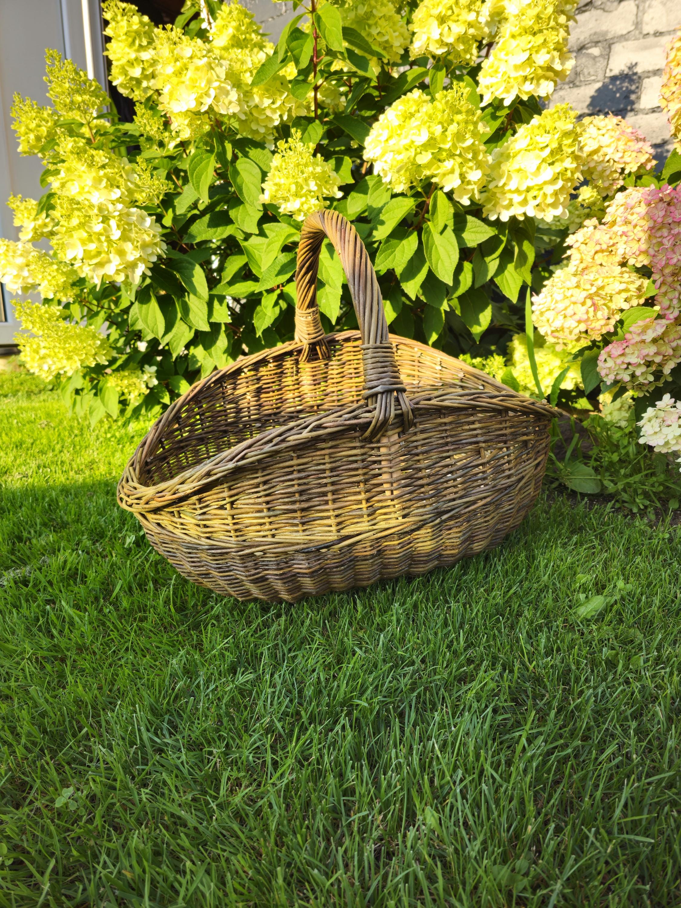 Handwoven Unpeeled Willow Basket: Rustic Gathering & Harvest Basket