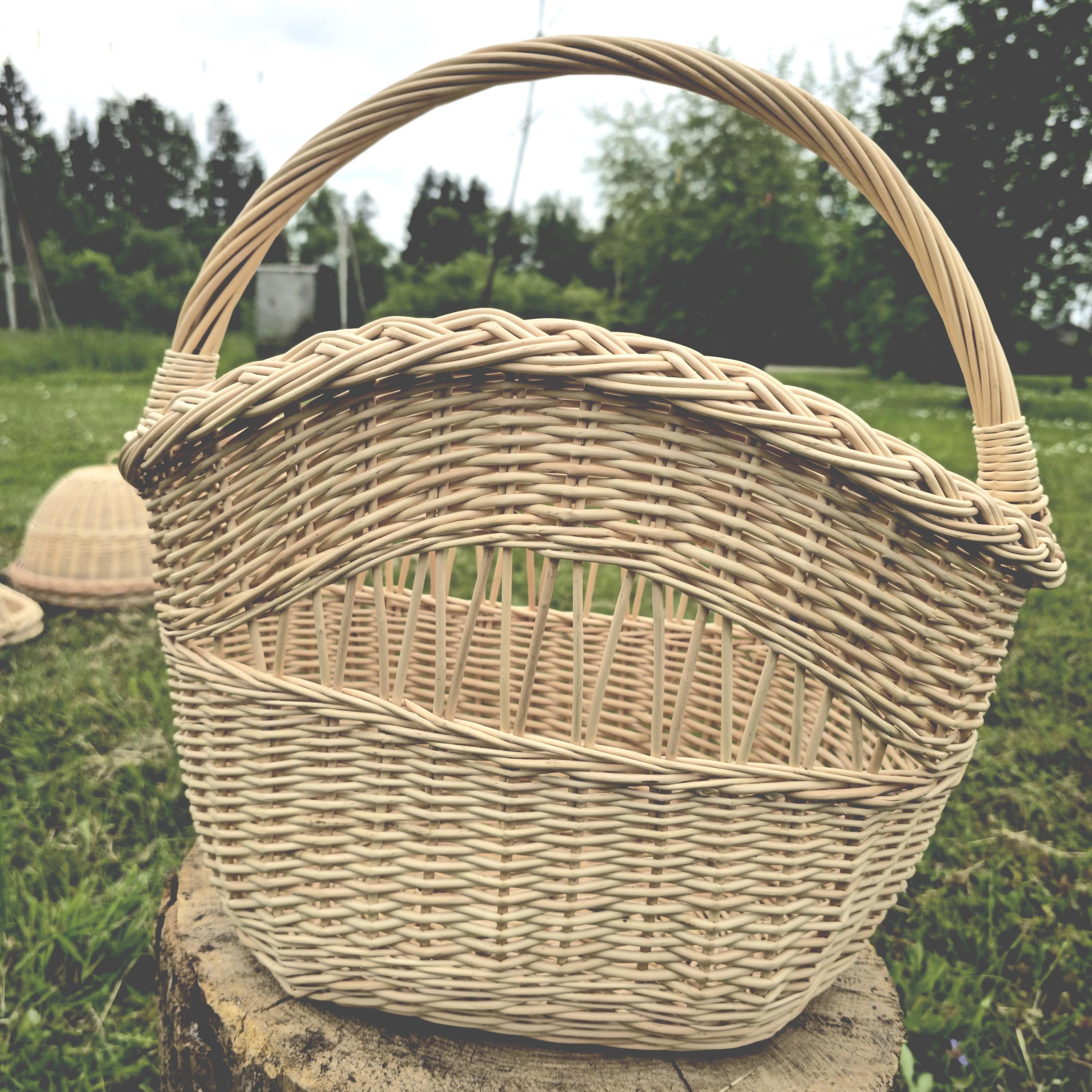 Decorative Wicker Basket, Asymmetrical Entryway & Storage Basket, Rustic Farmhouse Centerpiece, Handwoven in Lithuania