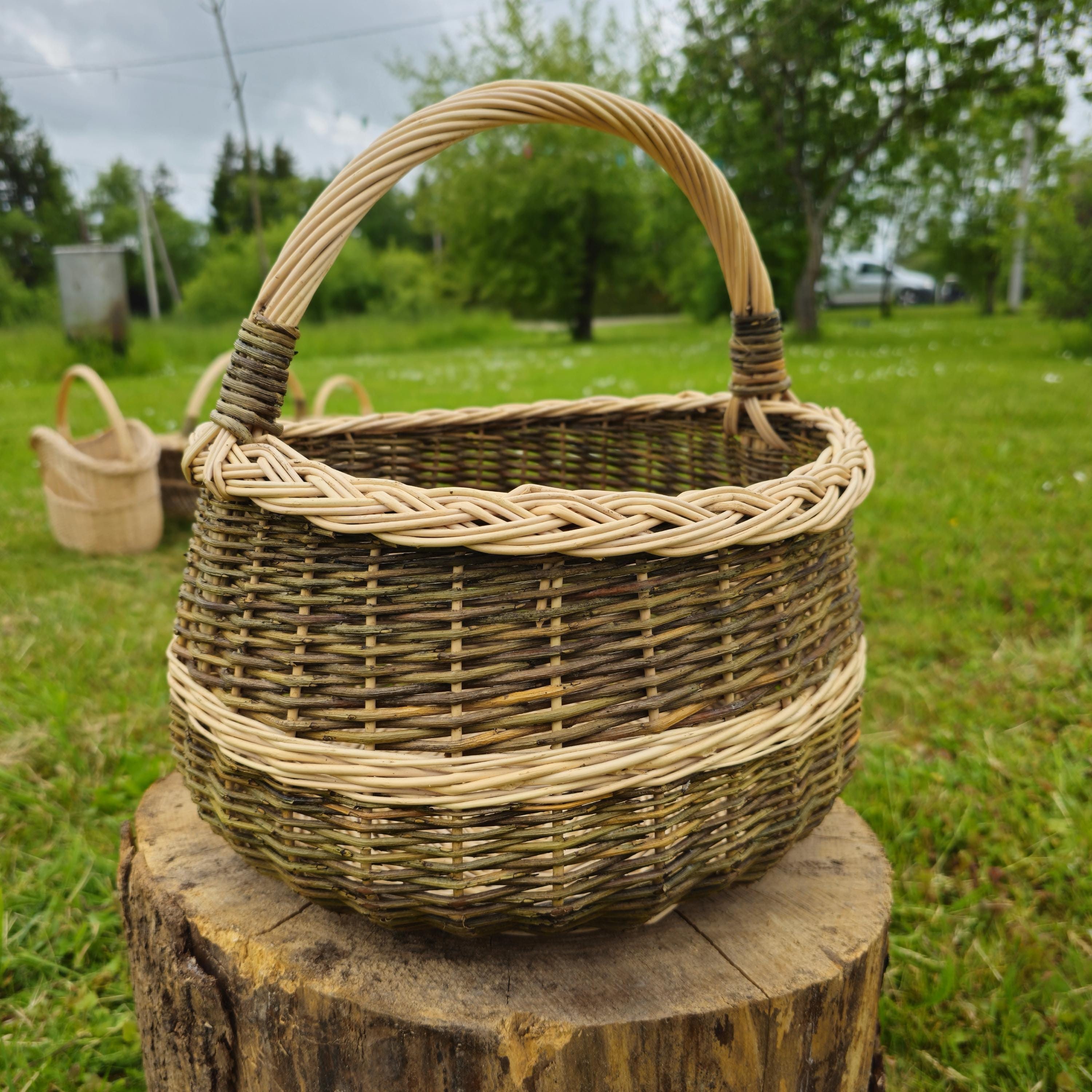 Handwoven Willow Basket: Rustic Lithuanian Home Decor
