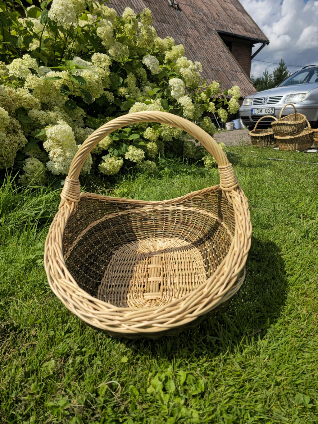 Handwoven Unpeeled Willow Basket: Rustic Gathering & Harvest Basket
