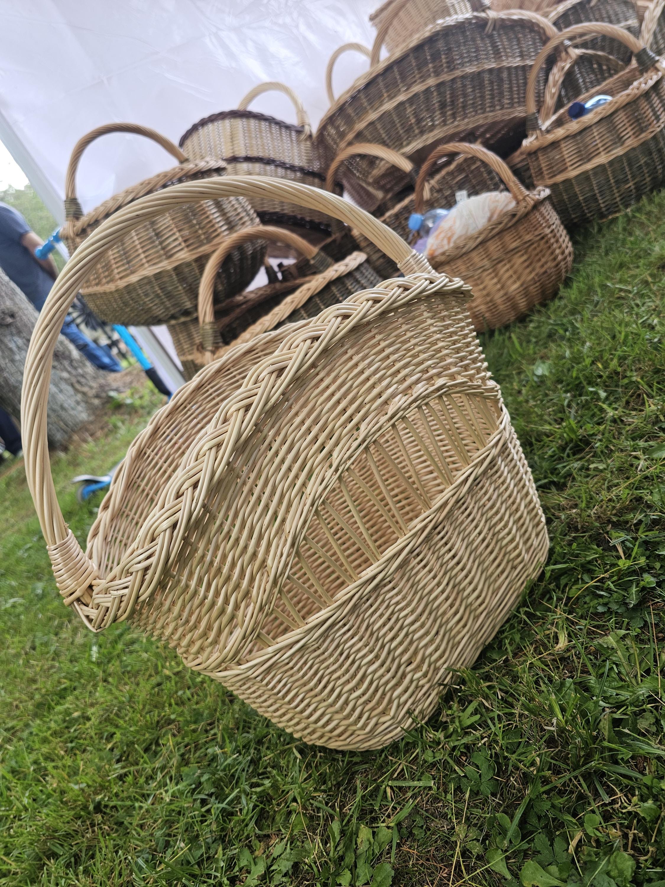 Decorative Wicker Basket, Asymmetrical Entryway & Storage Basket, Rustic Farmhouse Centerpiece, Handwoven in Lithuania