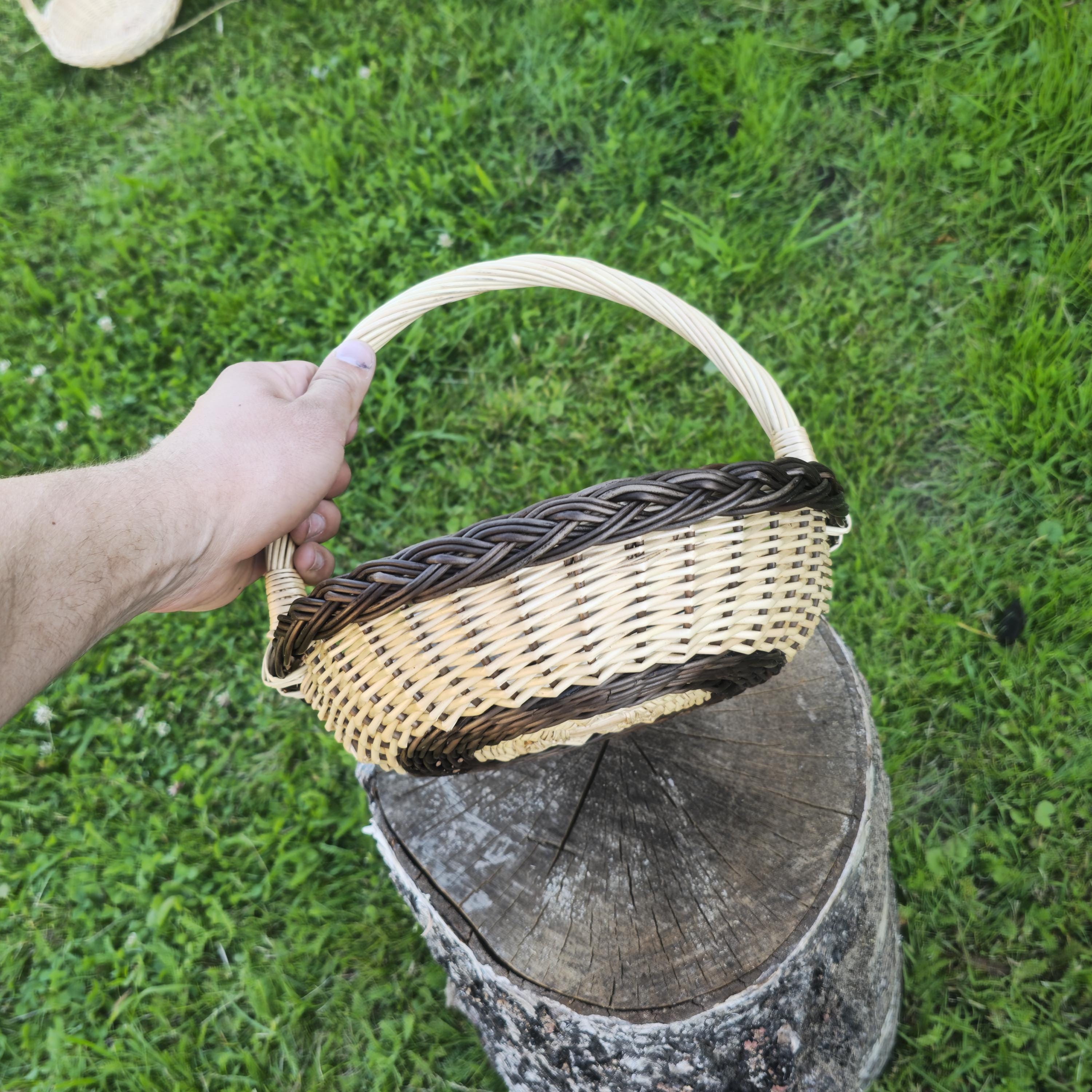 Handwoven Willow Flower Girl Basket: Lithuanian Wedding Decor