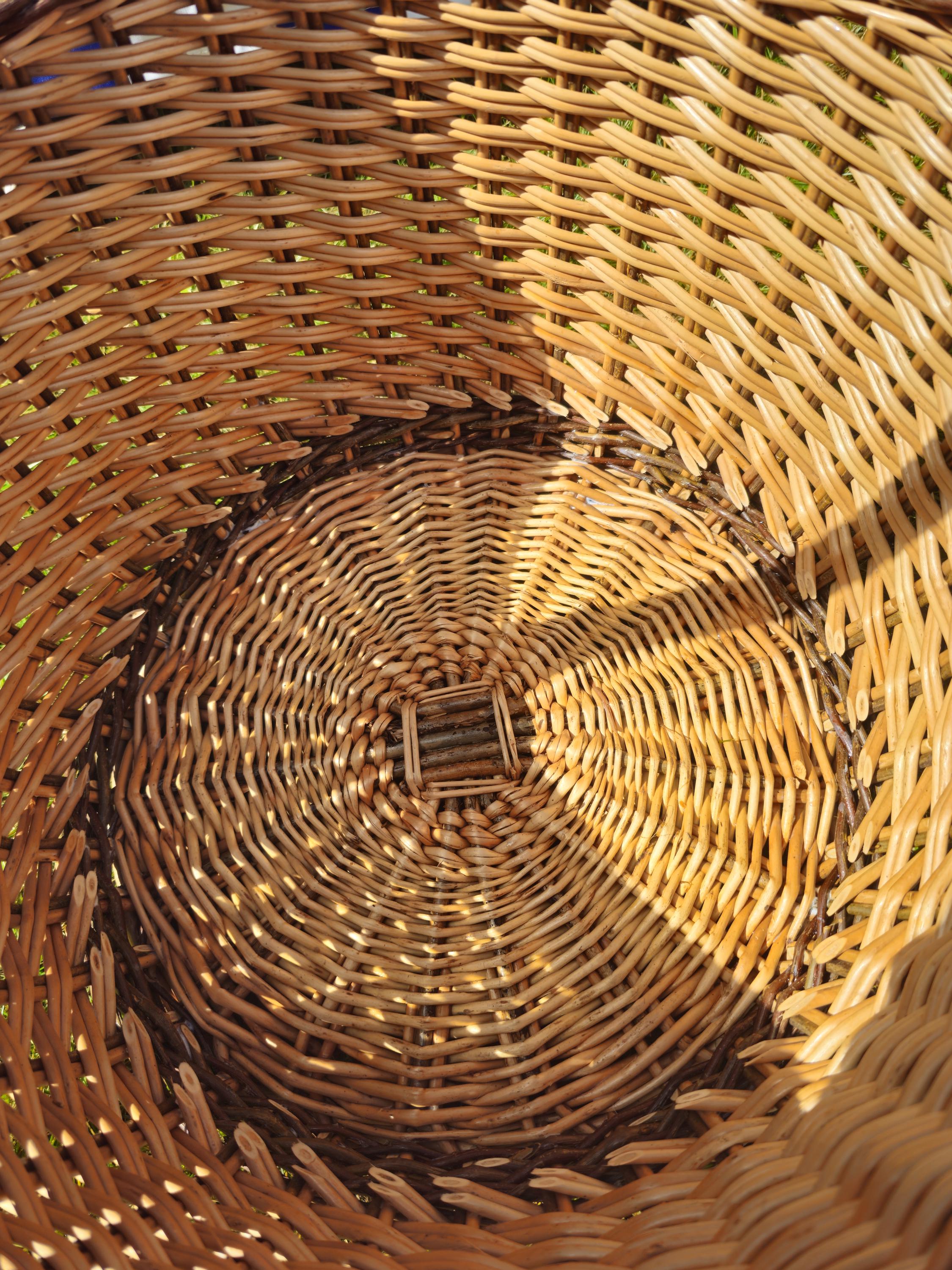 Wicker Mushroom Basket with Braided Rim – Handwoven Foraging Basket