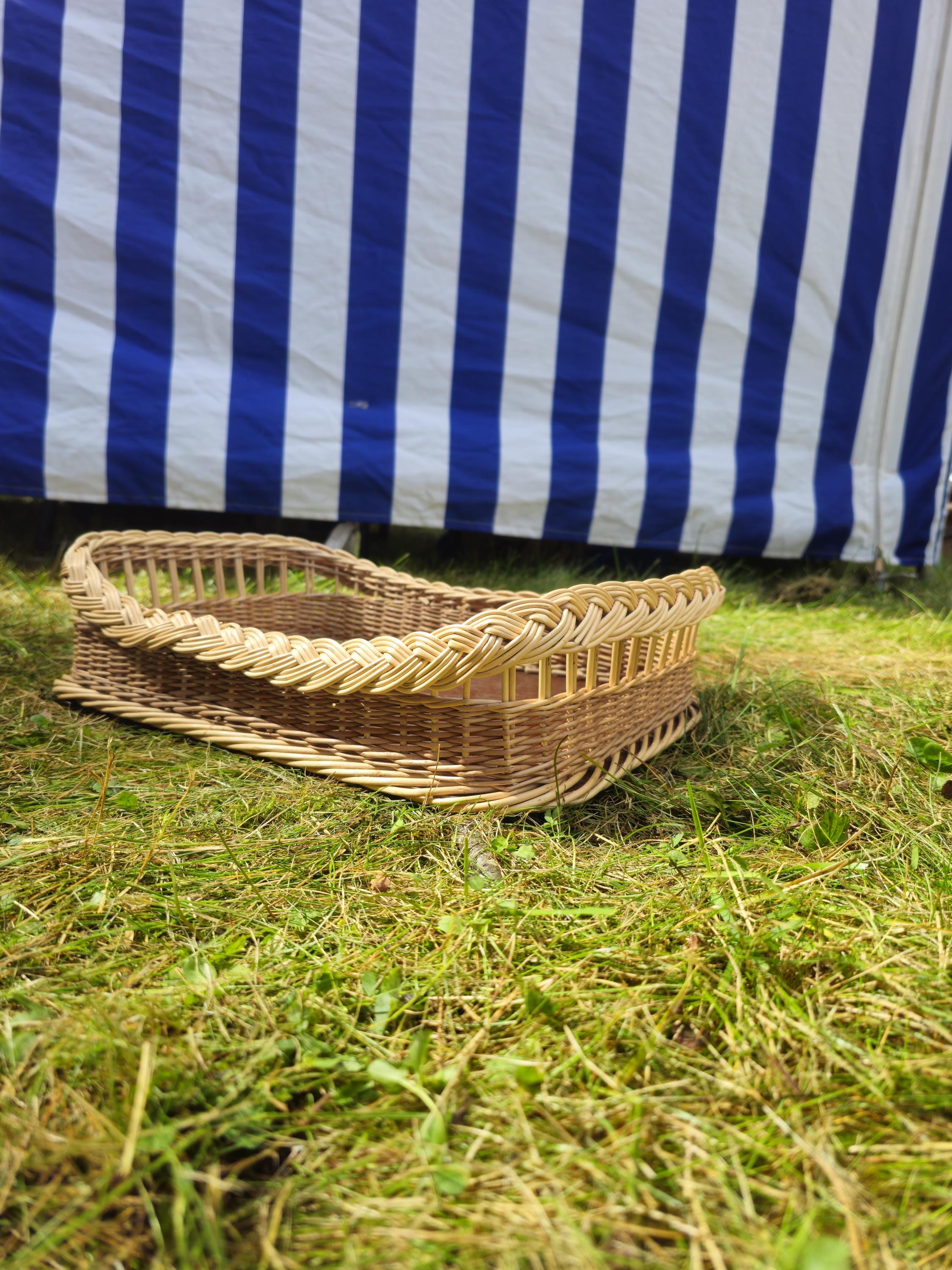 Rustic Rectangular Willow Tray – Handmade Organizer Basket