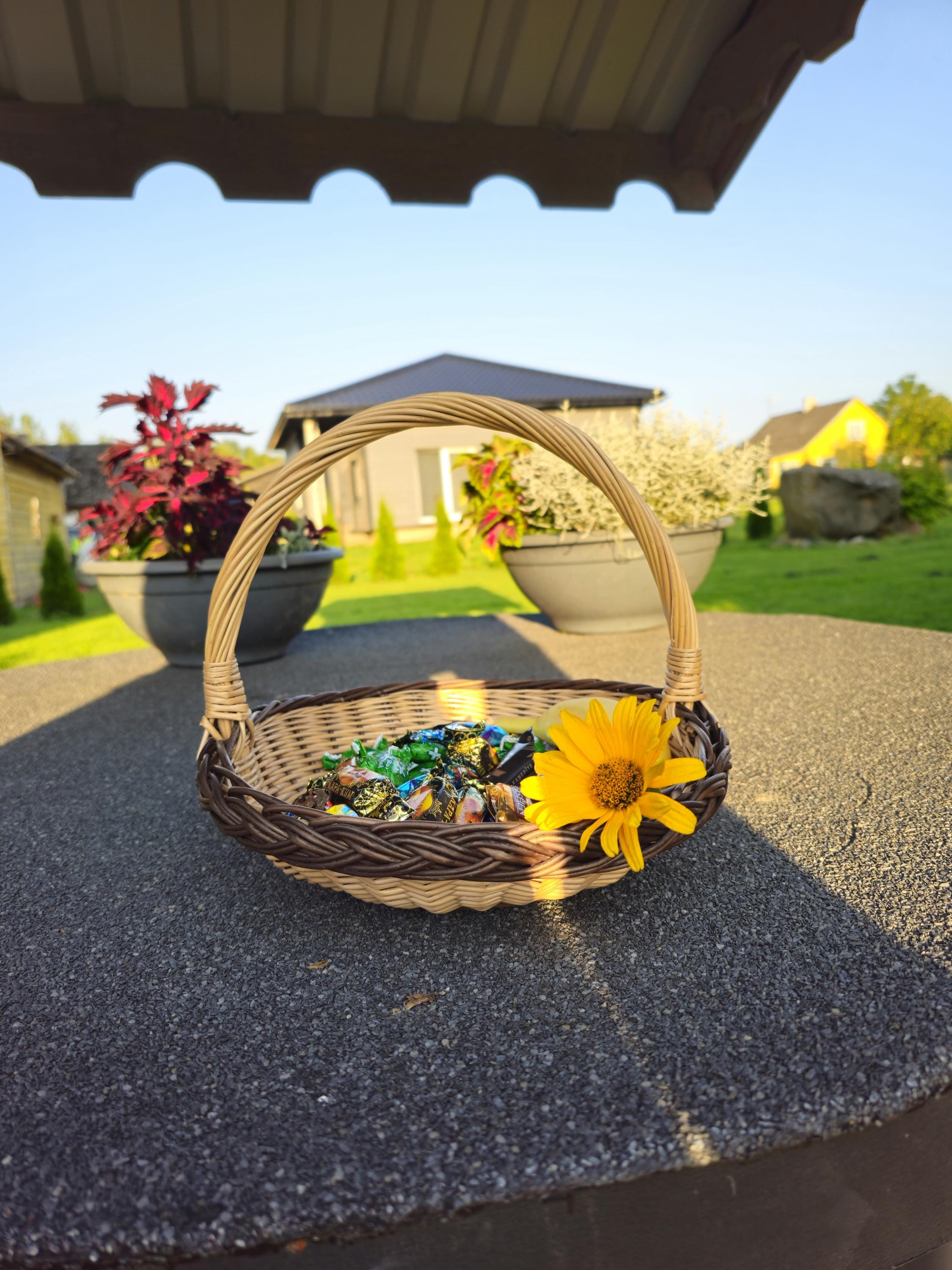 Handwoven Willow Flower Girl Basket: Lithuanian Wedding Decor