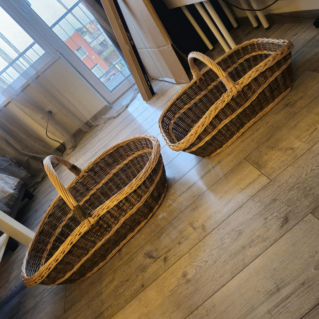 Handwoven Willow Nesting Baskets: Rustic Lithuanian Home Decor, Set of 2