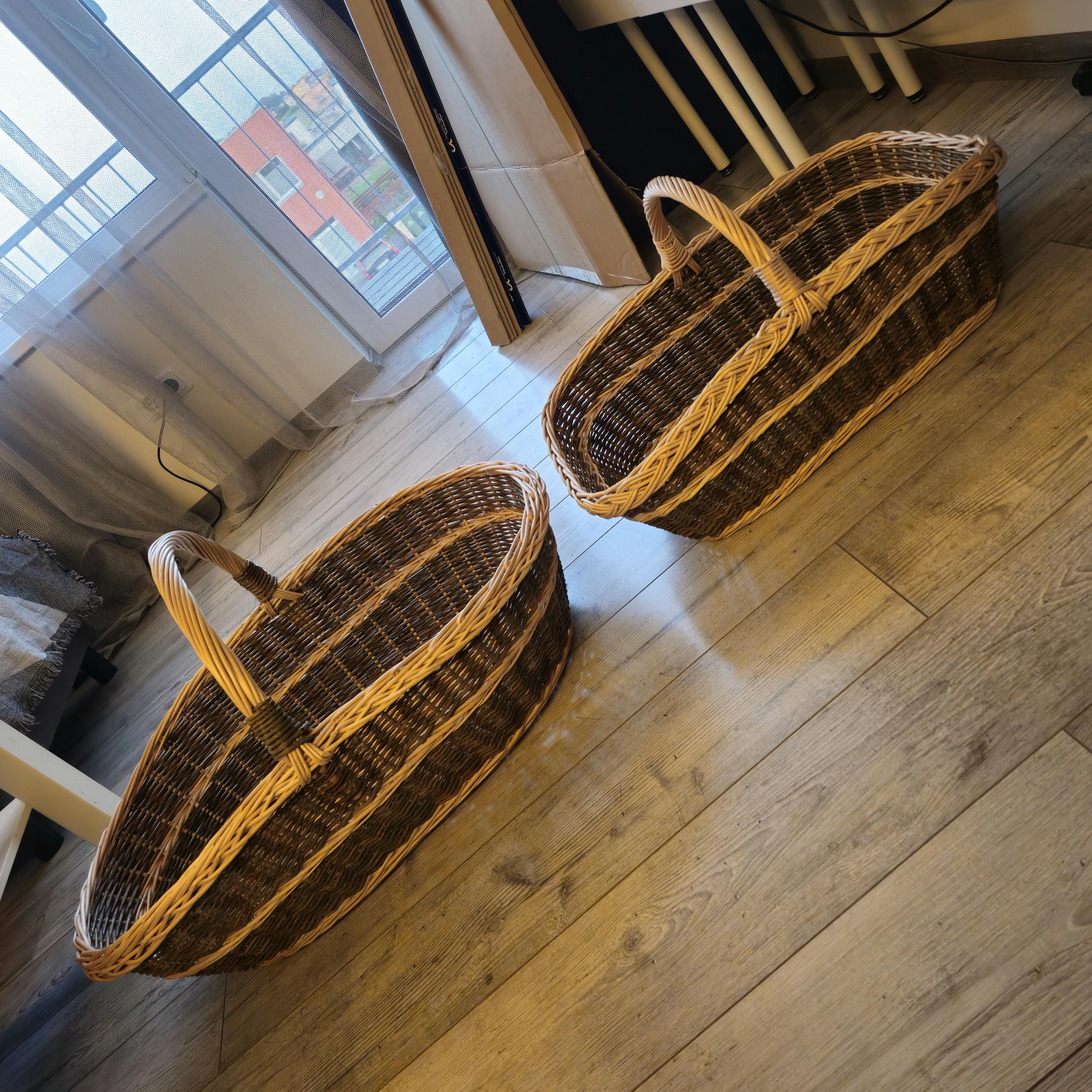 Handwoven Willow Nesting Baskets: Rustic Lithuanian Home Decor, Set of 2