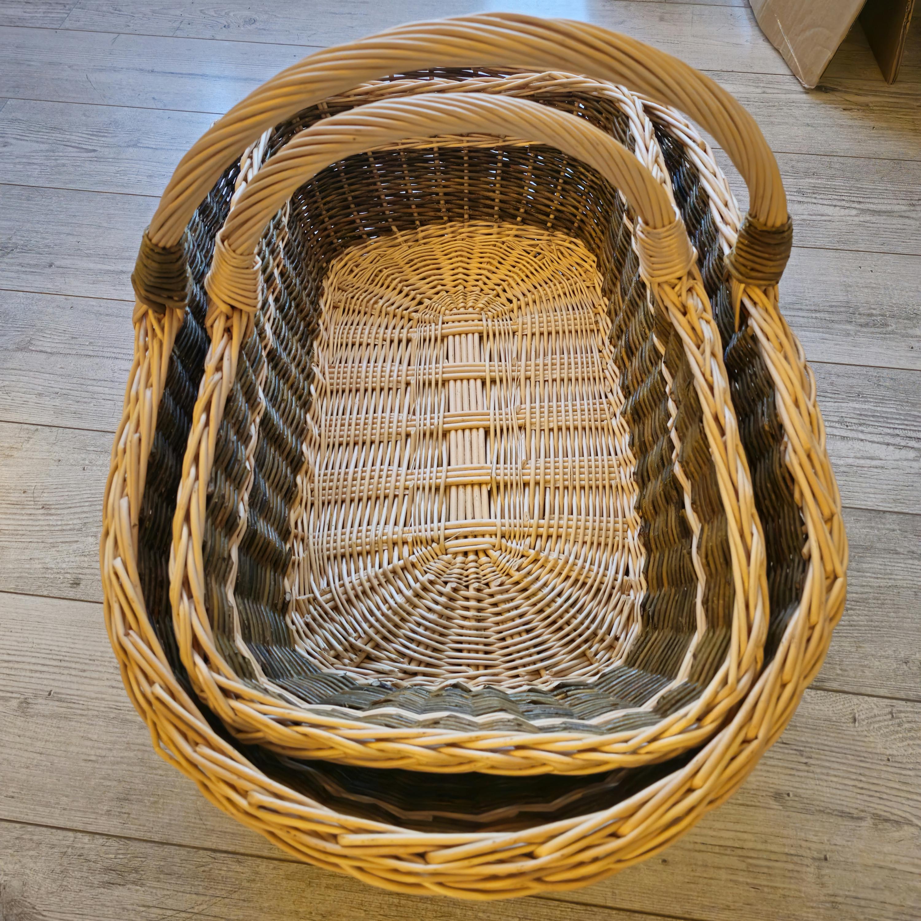 Handwoven Willow Nesting Baskets: Rustic Lithuanian Home Decor, Set of 2